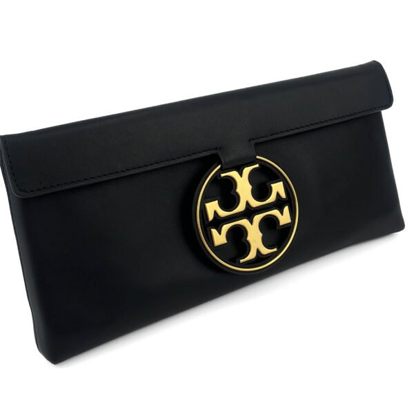 Tory Burch Pochette con logo in metallo Tory Burch Miller - Classica nera con dettaglio del logo iconico