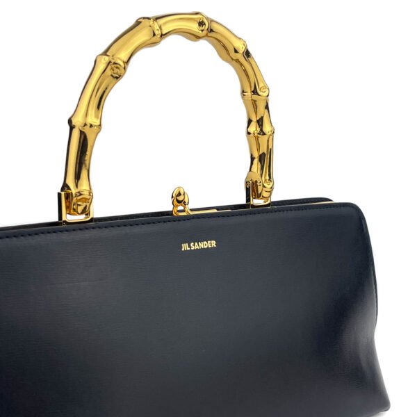 Jil Sanders Jil Sander Borsa Goji piccola in metallo con manico superiore in pelle nera