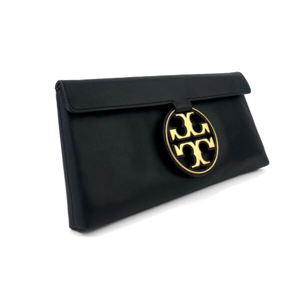 Tory Burch Pochette con logo in metallo Tory Burch Miller - Classica nera con dettaglio del logo iconico