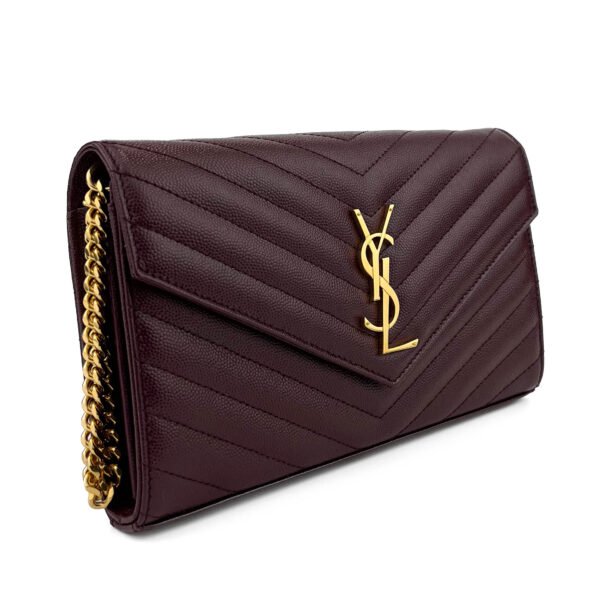 Saint Laurent (Yves Saint Laurent) Marsupio a catena YSL Classic Cassandre - Iconica pelle Grain de Poudre in ricco borgogna