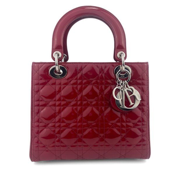 Dior Borsa Lady Dior Cannage in pelle verniciata a 2 vie