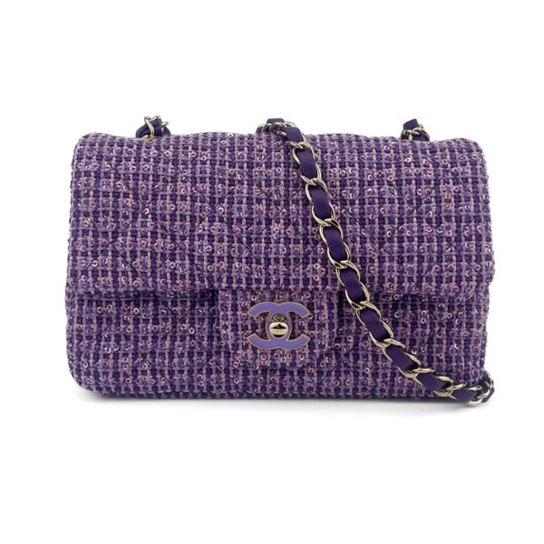 Chanel Borsa Chanel con patta classica piccola in tweed