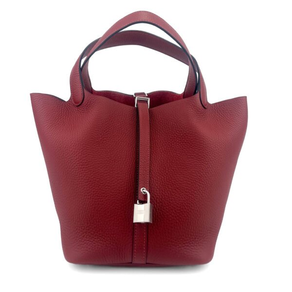 Hermès Borsa Hermès Picotin 22 in pelle Rouge H Clemence con finiture Palladium