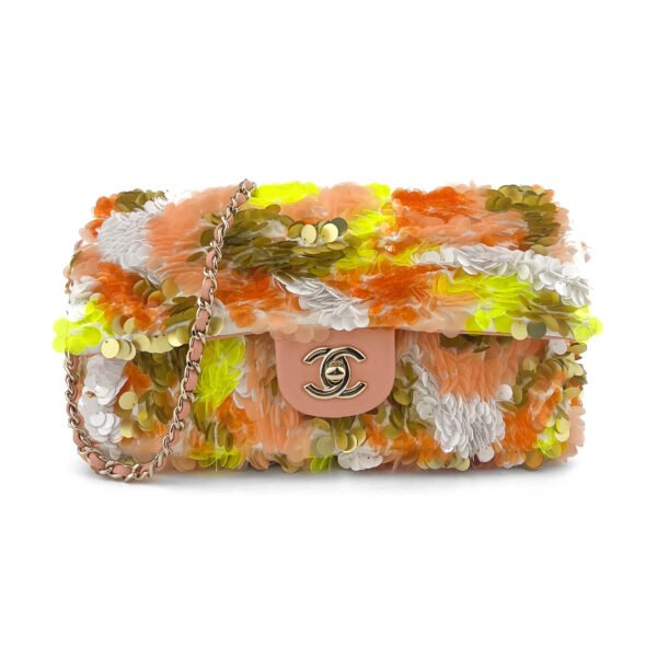 Chanel Borsa Chanel con patta media in paillettes multicolore (edizione limitata)