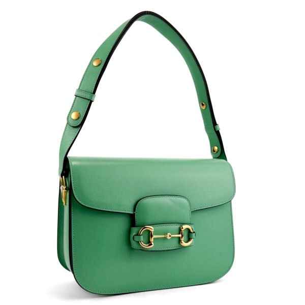 Gucci Borsa a tracolla Gucci Horsebit 1955 in pelle verde vibrante