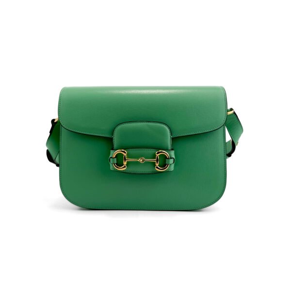 Gucci Borsa a tracolla Gucci Horsebit 1955 in pelle verde vibrante