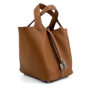 Hermès Borsa Hermès Picotin 18 in pelle Clemence oro con hardware Palladium