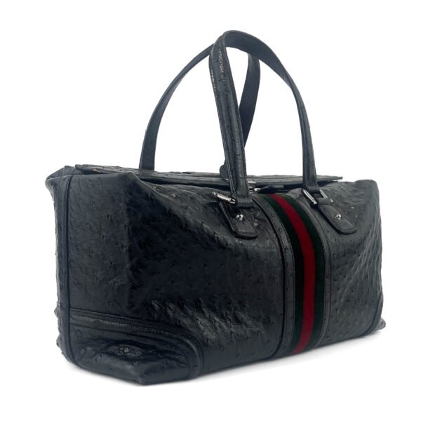 Gucci Gucci Borsa media Treasure Ostrich Boston con striscia Web in nero