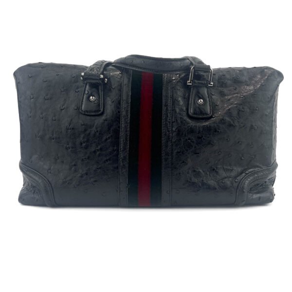 Gucci Gucci Borsa media Treasure Ostrich Boston con striscia Web in nero