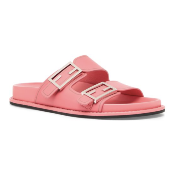 Fendi Sandali in Pelle Rosa con Fibbie Logo FF -Taglia 39